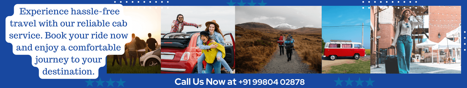 Experience hassle-free travel with our reliable cab service. Book your ride now and enjoy a comfortable journey to your destination.